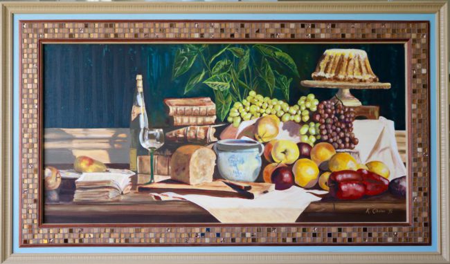 "Alsatian Supper" Oil on canvas; 53"x29"; 1992