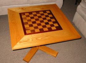 Chess table in oak, walnut, ash and cherry